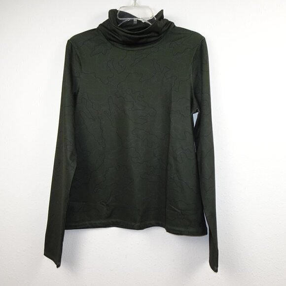Under Armour Funnel Neck Top Women's Size M Green Camo Cold Weather Loose Fit - Picture 1 of 7